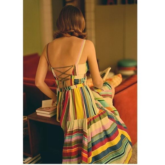 Anthropologie Hope For Flowers Striped Midi Dress - Picture 6 of 7